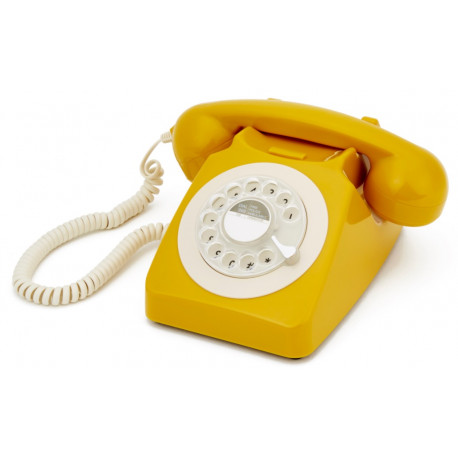 Teléfono giratorio vintage color amarillo