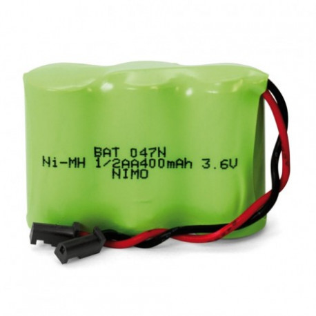 Pack de baterías 1/2AAx3 de 3,6V 600mA Ni-CD con dos hilos
